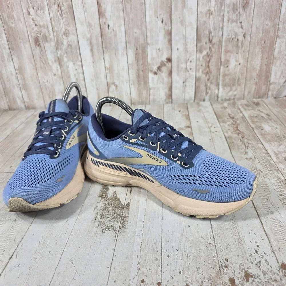 Brooks Adrenaline GTS 23 Womens Blue Tan Running Shoes 1203811B465 Size 7 B